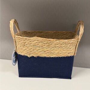 Woven Basket with Navy Base